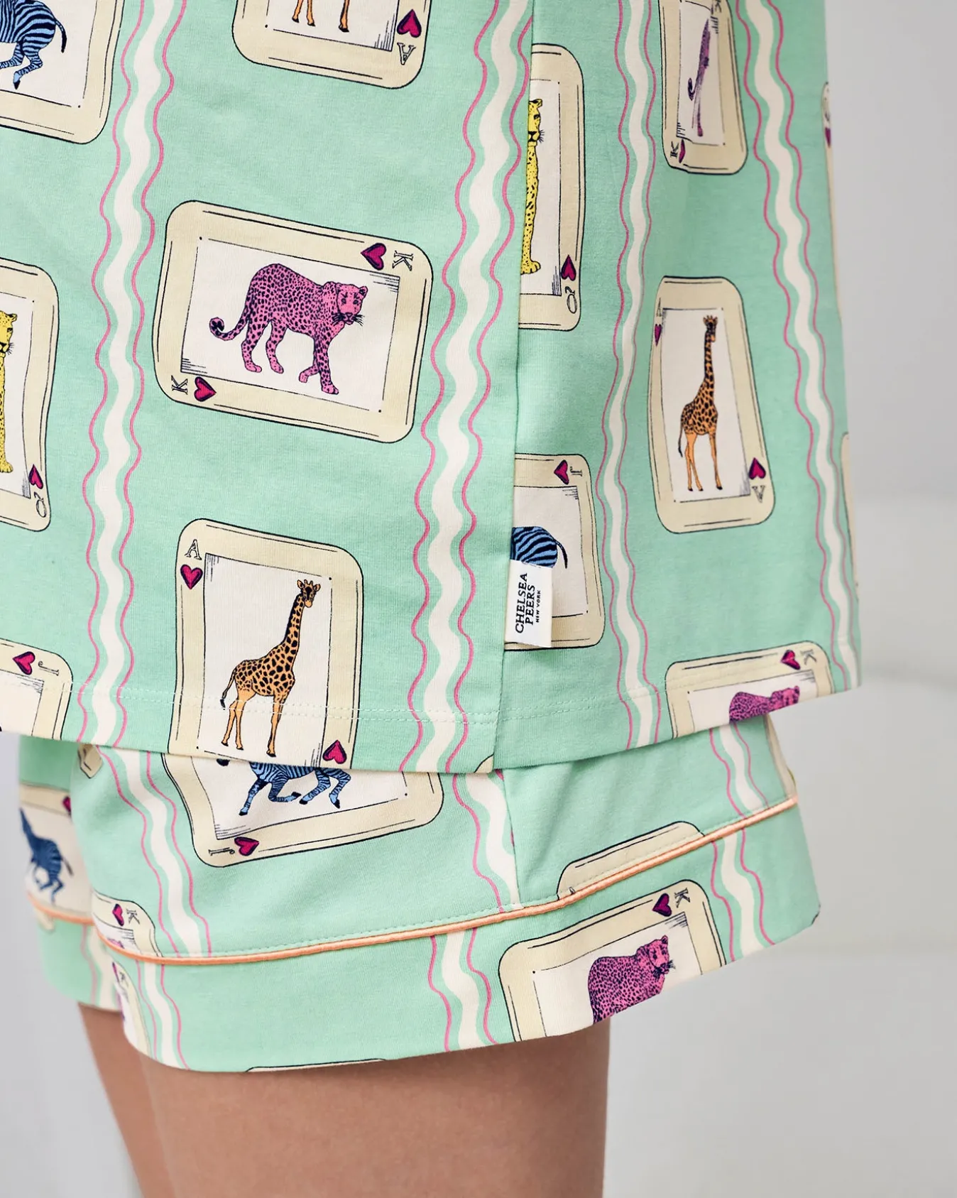 Maternity Organic Cotton Playing Card Animals Print Short Pyjama Set