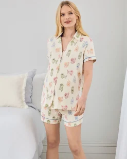 Maternity Organic Cotton Rainbow Cockapoo Print Short Pyjama Set