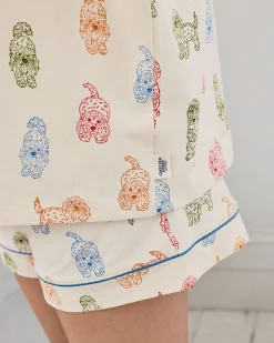 Maternity Organic Cotton Rainbow Cockapoo Print Short Pyjama Set