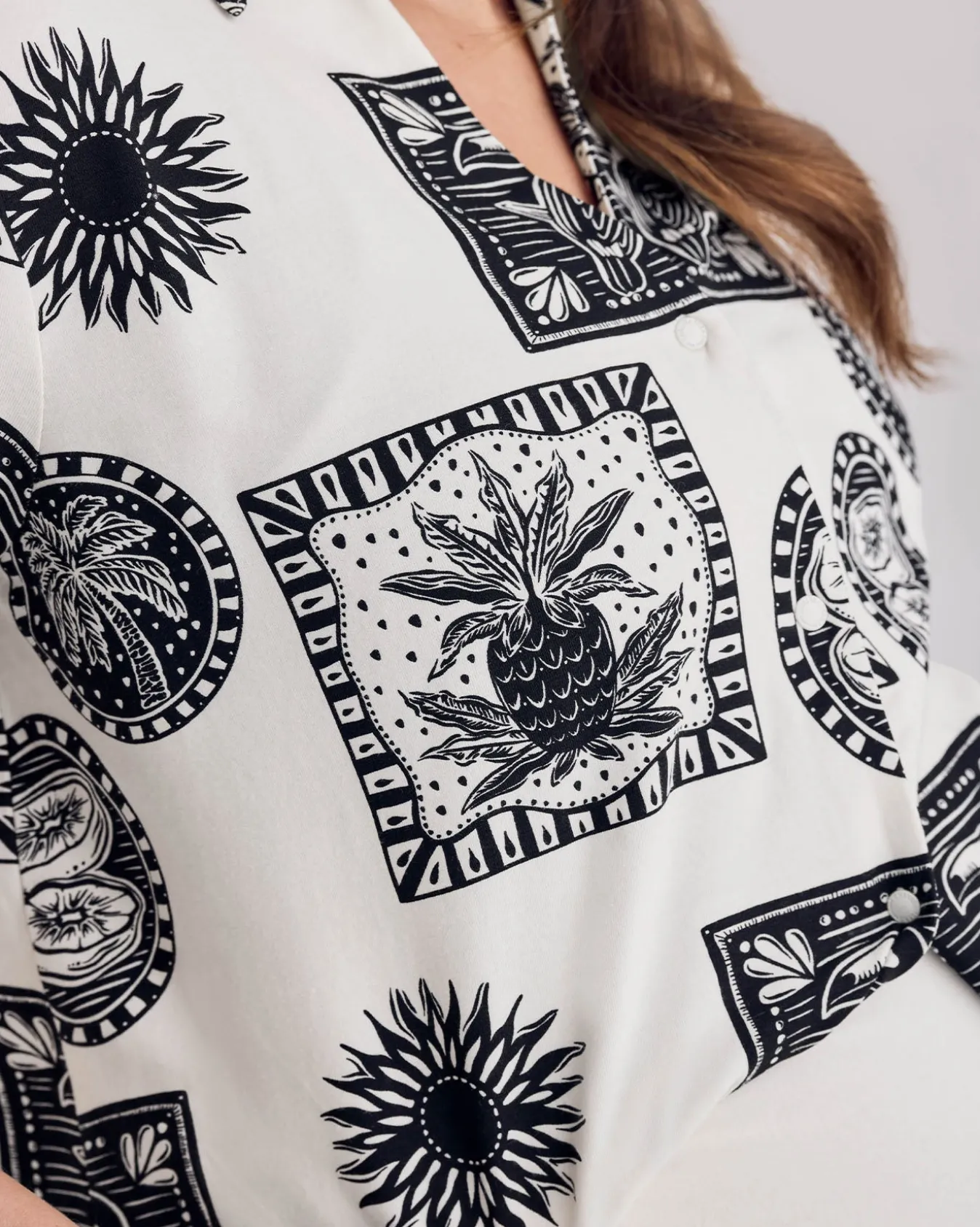 Maternity Organic Cotton Stamp & Tile Print Short Pyjama Set