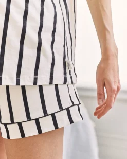 Maternity Organic Cotton Stripe Short Pyjama Set - Navy