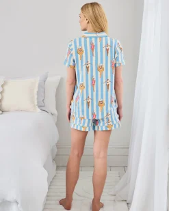 Maternity Organic Cotton Swimming Society Stripe Print Short Pyjama Set