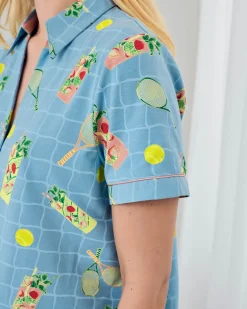 Maternity Organic Cotton Tennis & Cocktails Print Short Pyjama Set