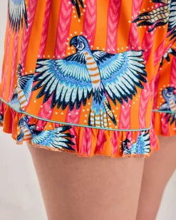 Maternity Parrot Stripe Print Frill Short Pyjama Set
