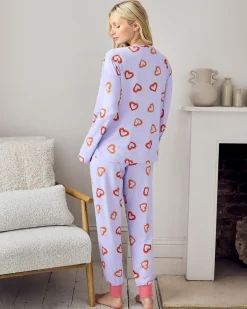 Maternity Shrimp Heart Print Long Pyjama Set