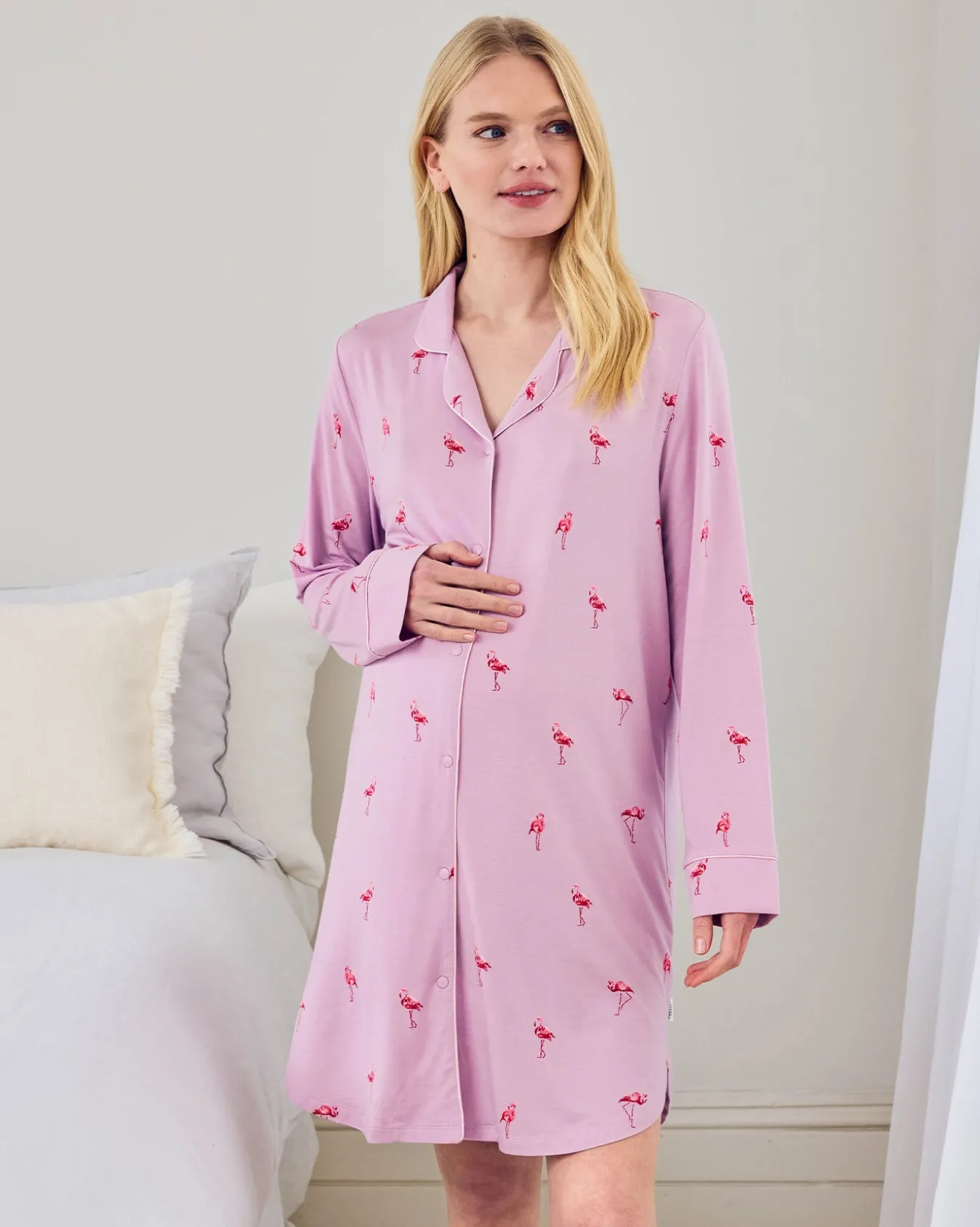 Maternity TENCEL™ Modal Flamingo Print Nightshirt