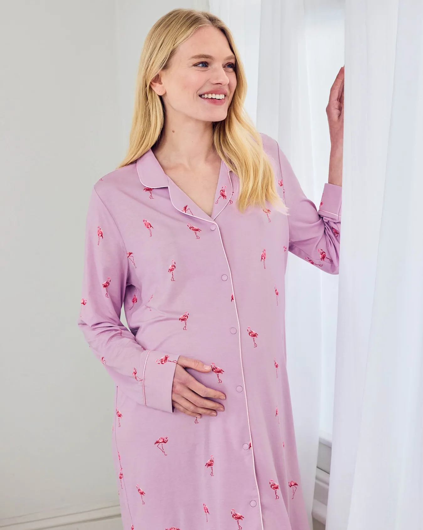 Maternity TENCEL™ Modal Flamingo Print Nightshirt
