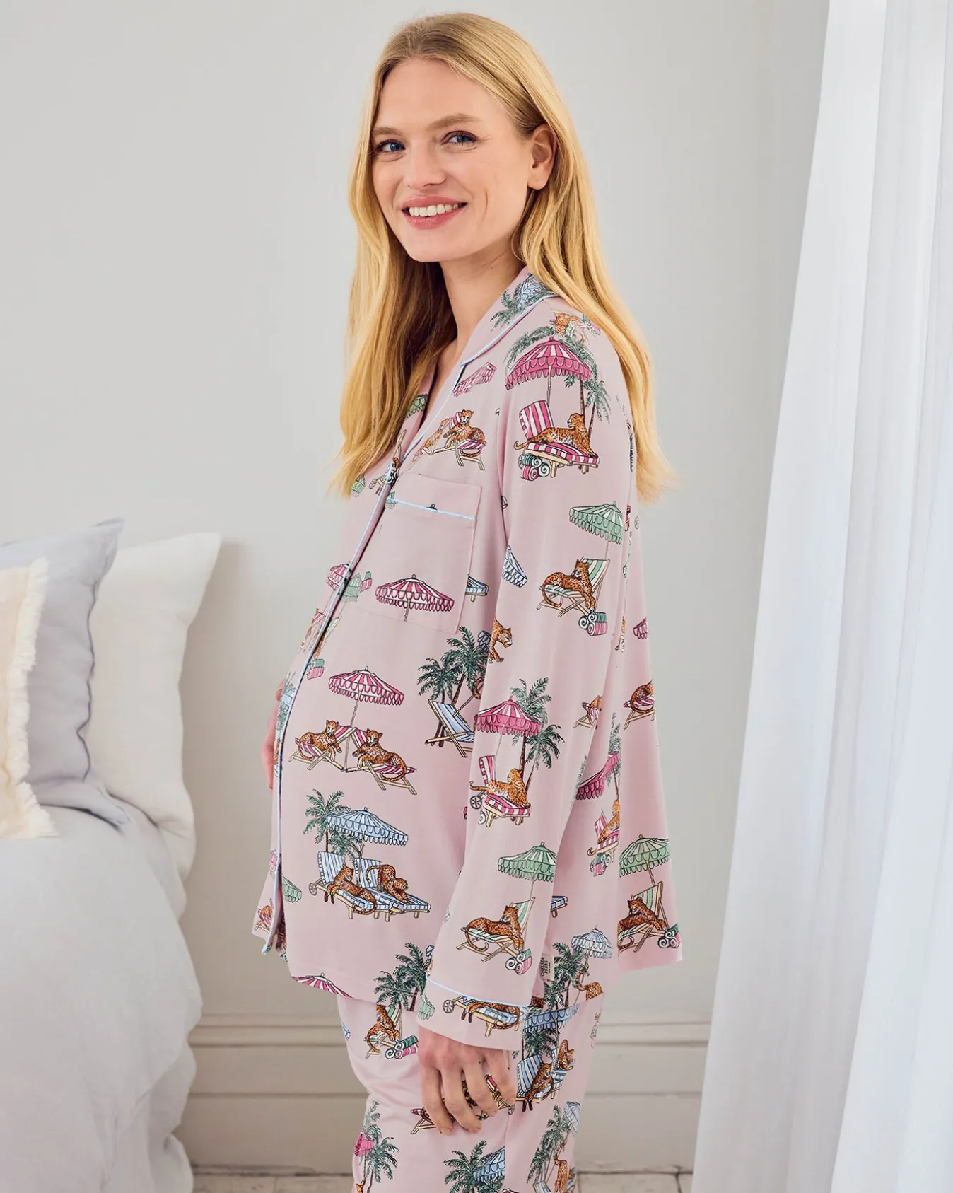 Maternity TENCEL™ Modal Lounging Leopards Print Long Pyjama Set
