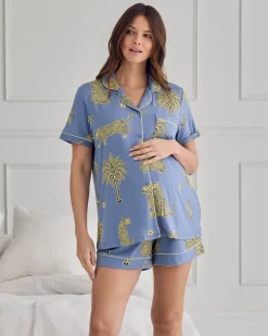 Maternity TENCEL™ Modal Midnight Leopard Print Short Pyjama Set