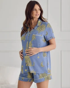 Maternity TENCEL™ Modal Midnight Leopard Print Short Pyjama Set