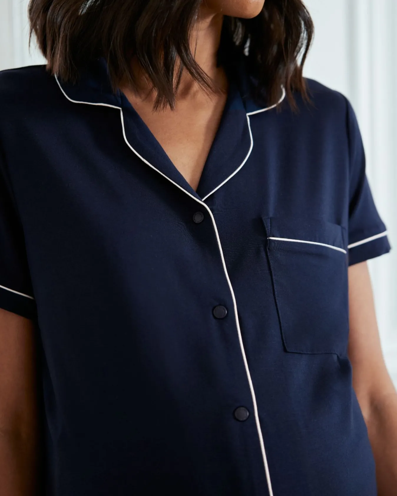 Maternity TENCEL™ Modal Short Button Up Pyjama Set - Navy