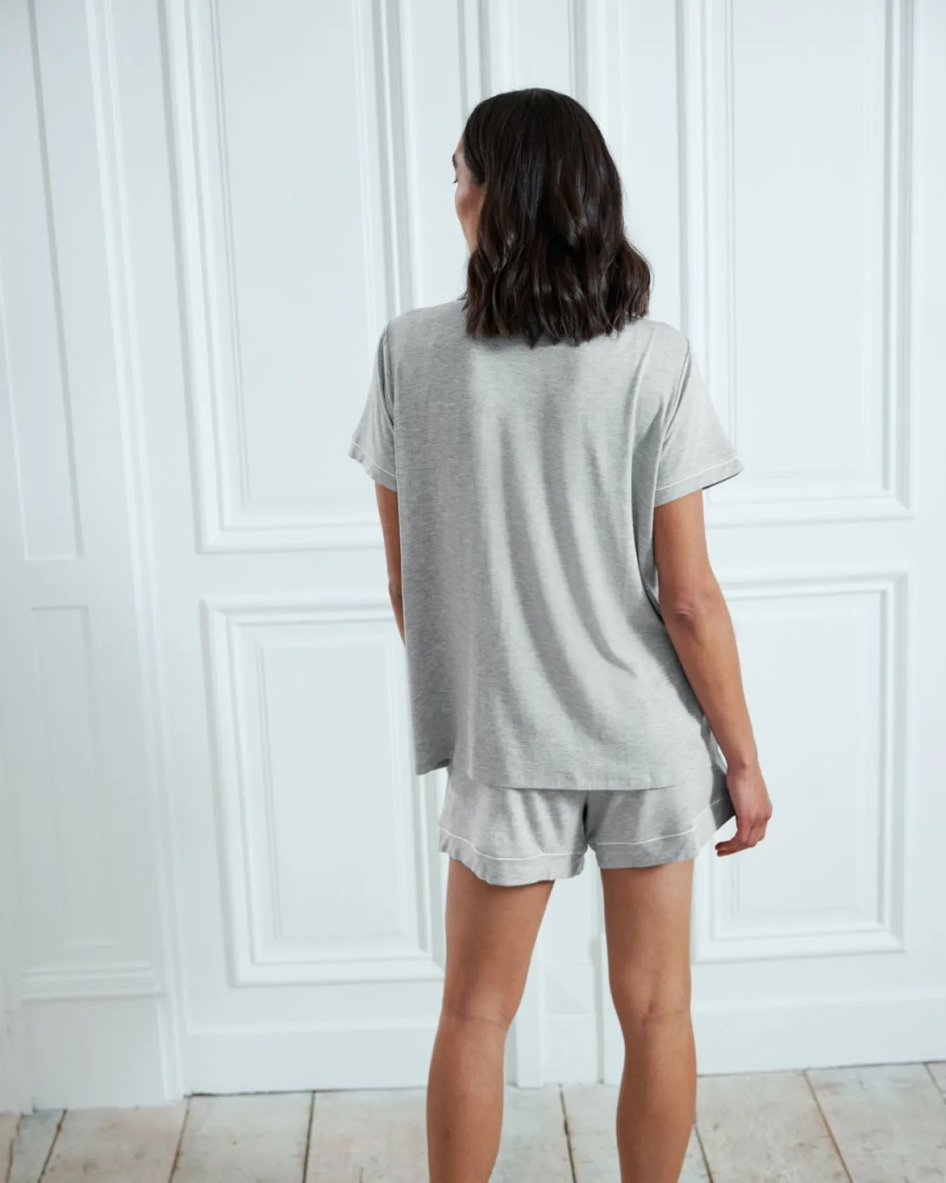 Maternity TENCEL™ Modal Short Button Up Pyjama Set - Grey