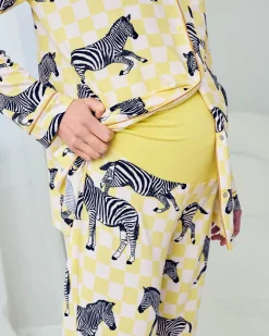 Maternity Zebra Checkerboard Print Long Pyjama Set