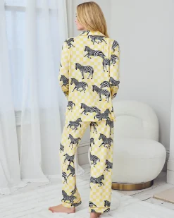 Maternity Zebra Checkerboard Print Long Pyjama Set