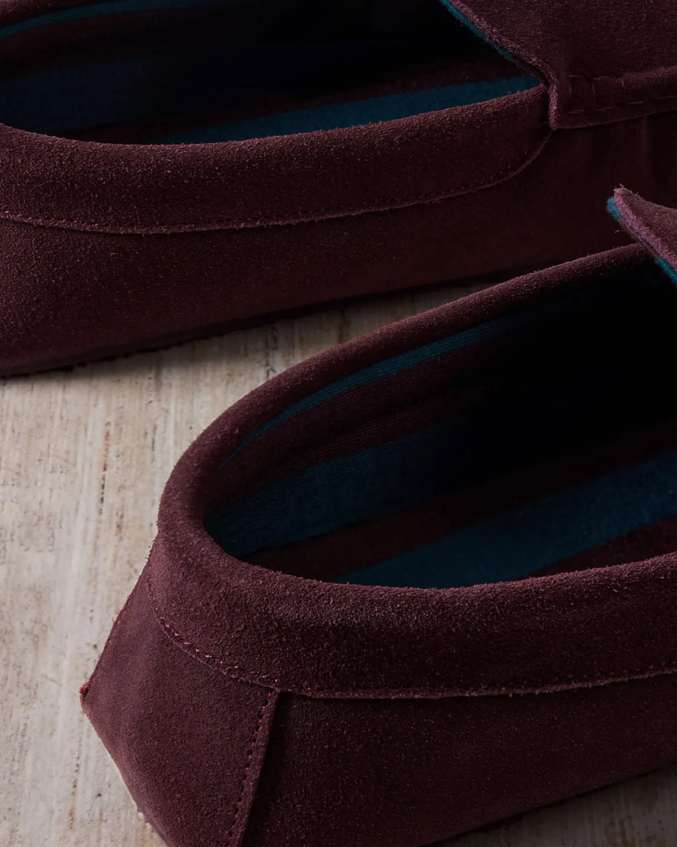 Mens Suede Moccasin Slippers - Burgundy