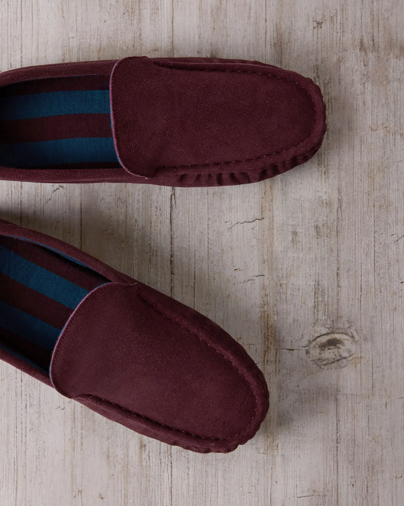 Mens Suede Moccasin Slippers - Burgundy