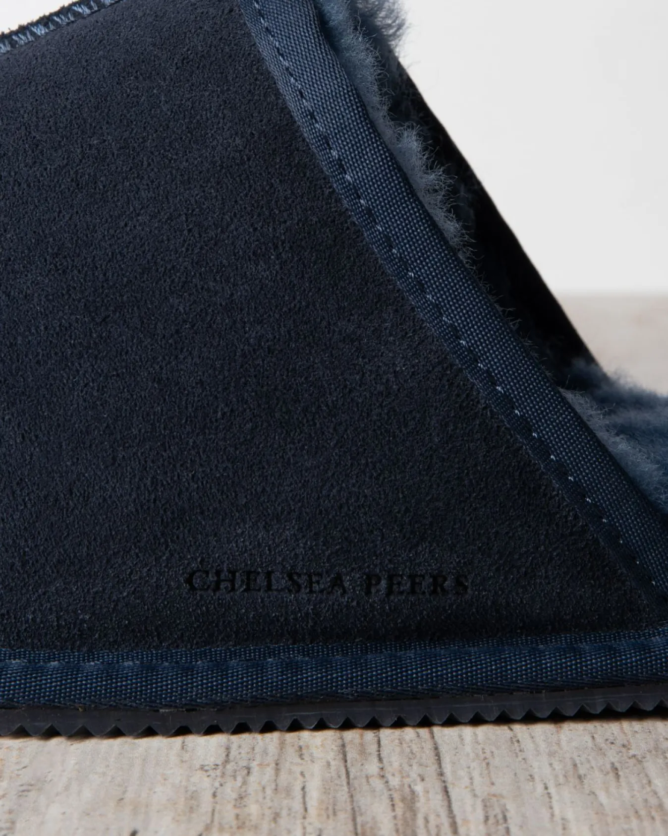 Mens Suede Sheepskin Mule Slippers - Navy