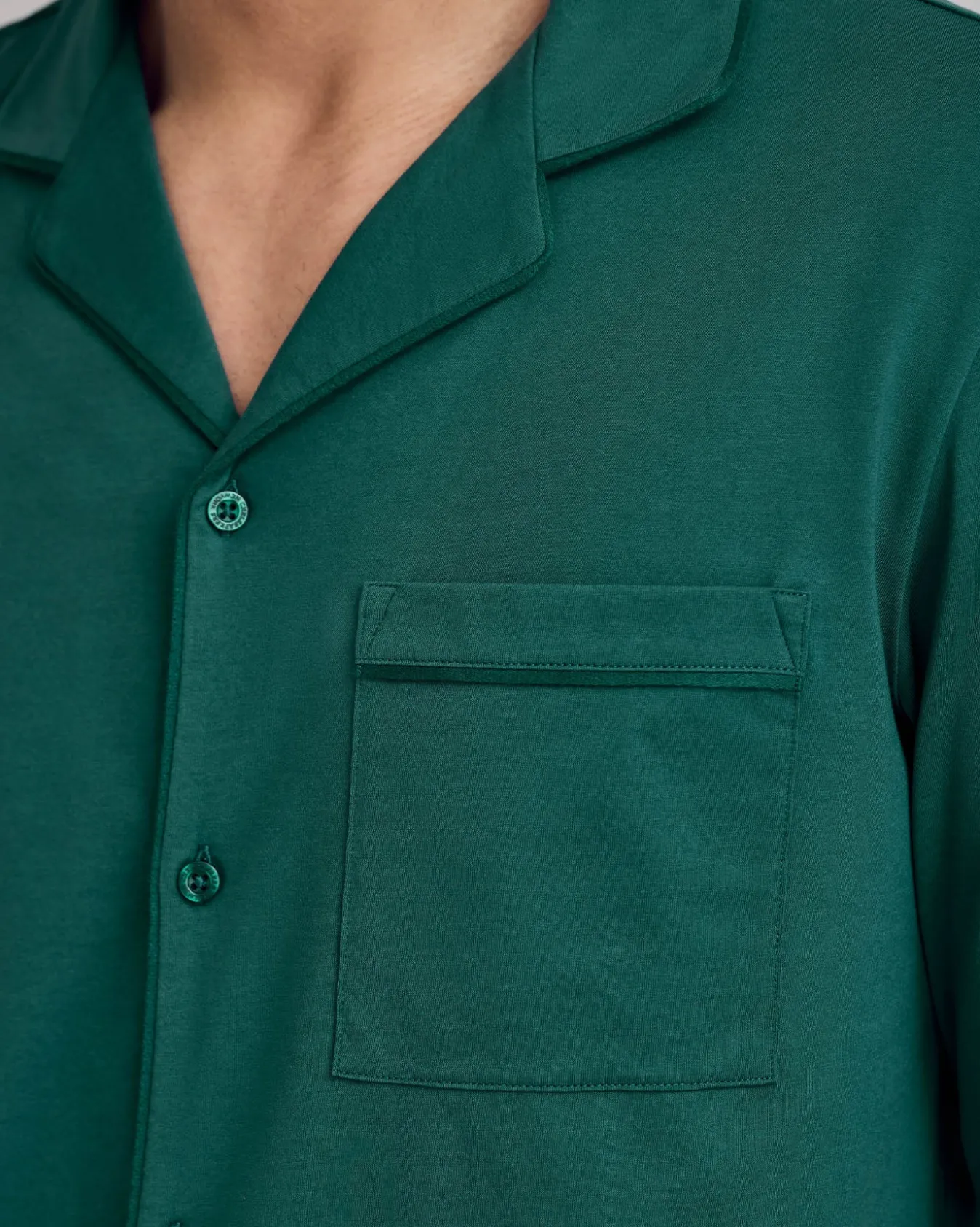 Mercerised Cotton Button Up Long Pyjama Set - Teal