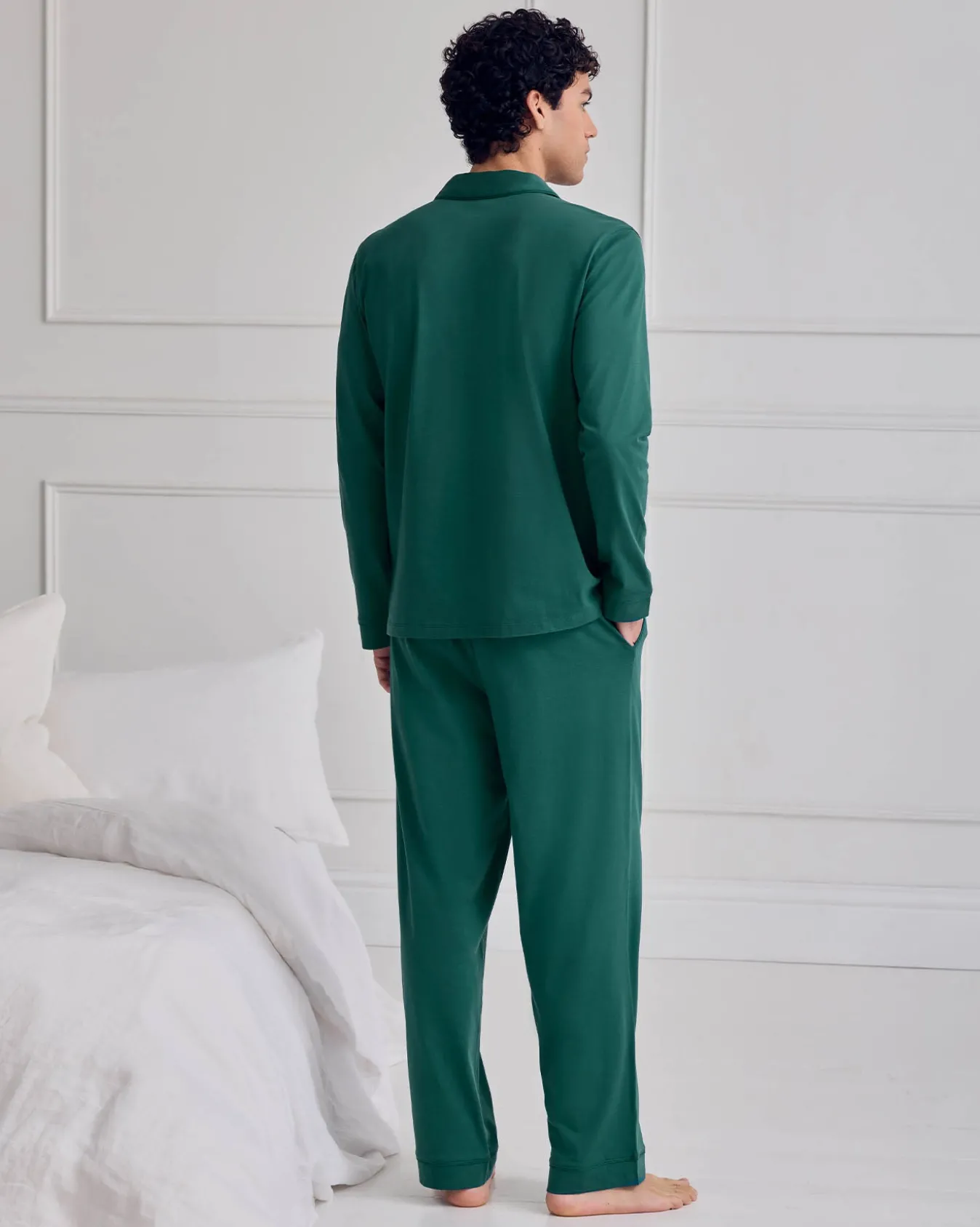 Mercerised Cotton Button Up Long Pyjama Set - Teal