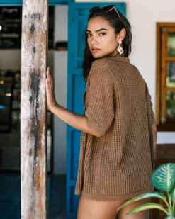 Metallic Knit Short Sleeve Shirt