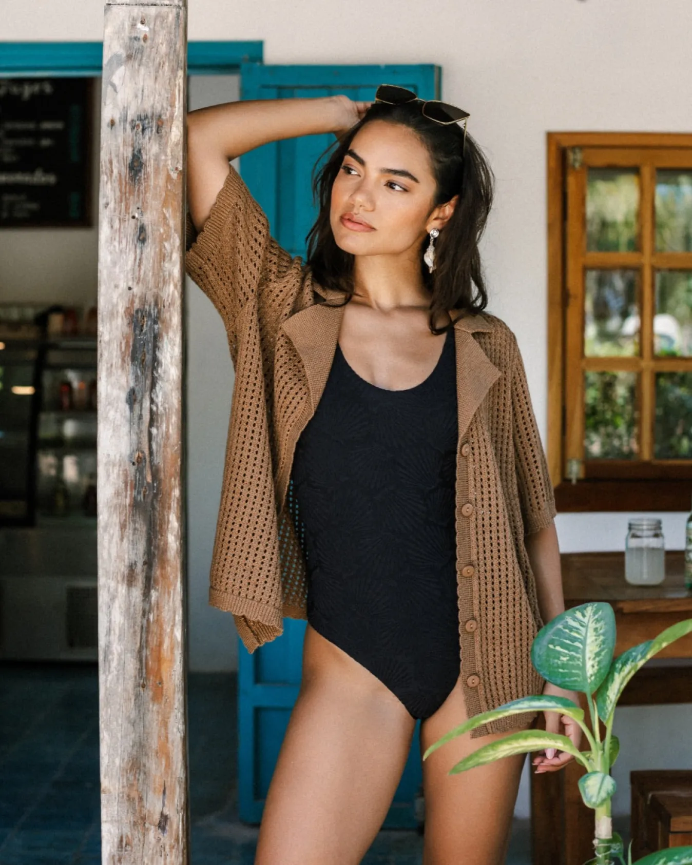 Metallic Knit Short Sleeve Shirt