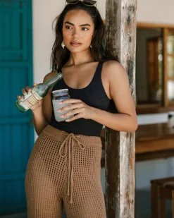 Metallic Knit Wide Leg Trousers