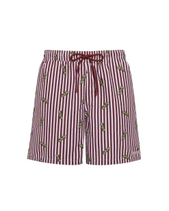 Olive Stripe Print Swim Shorts