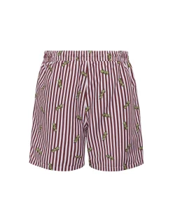 Olive Stripe Print Swim Shorts