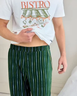 Organic Cotton Bistro Print Crew Long Pyjama Set