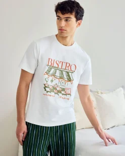 Organic Cotton Bistro Print Crew Long Pyjama Set