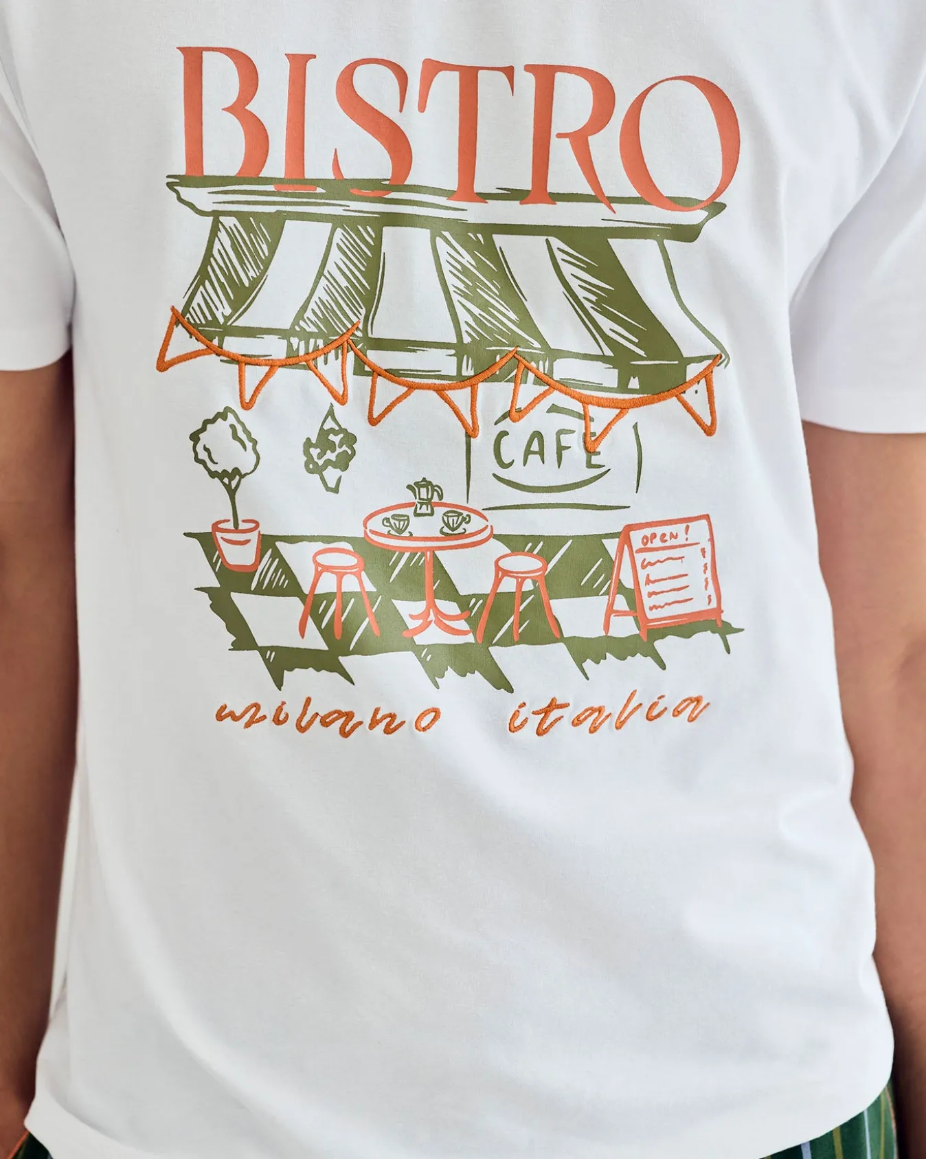 Organic Cotton Bistro Print Crew Long Pyjama Set