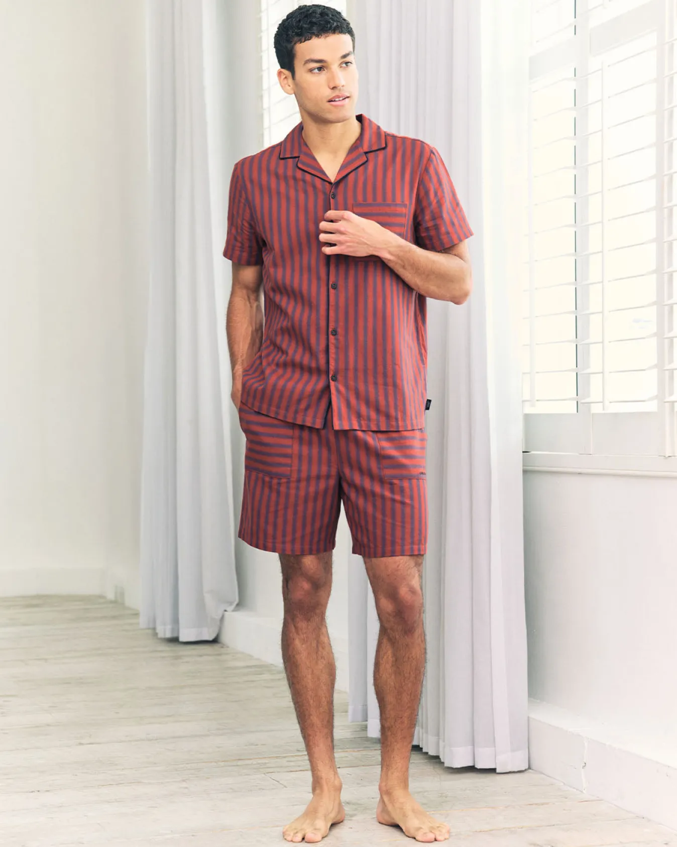 Organic Cotton Blurred Stripe Short Pyjama Set