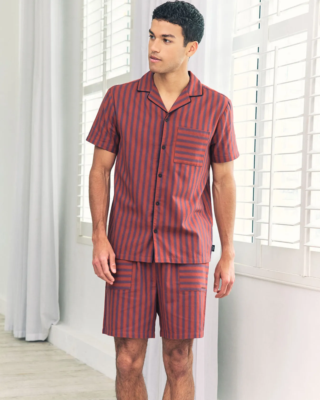 Organic Cotton Blurred Stripe Short Pyjama Set