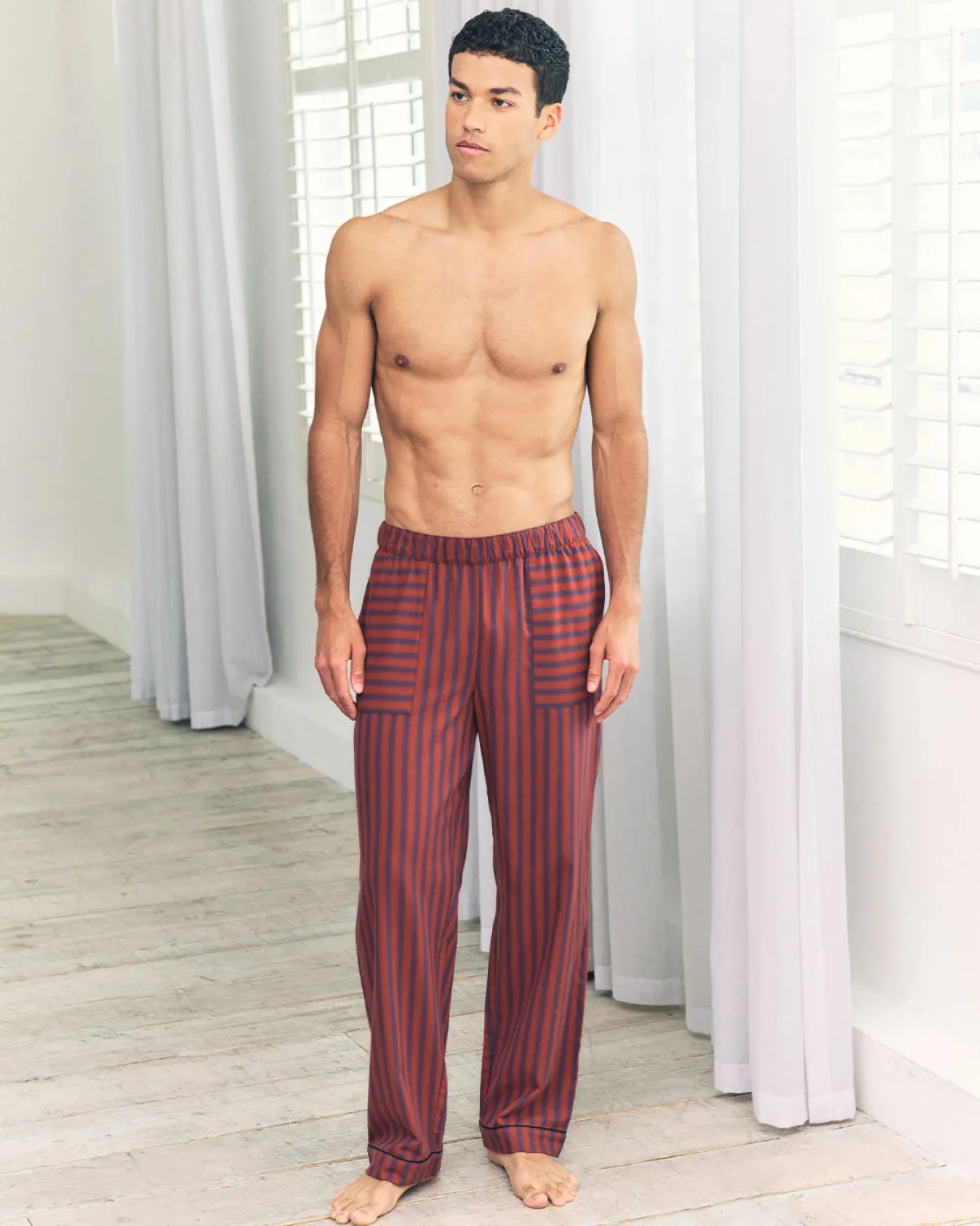 Organic Cotton Blurred Stripe Long Pyjama Bottoms