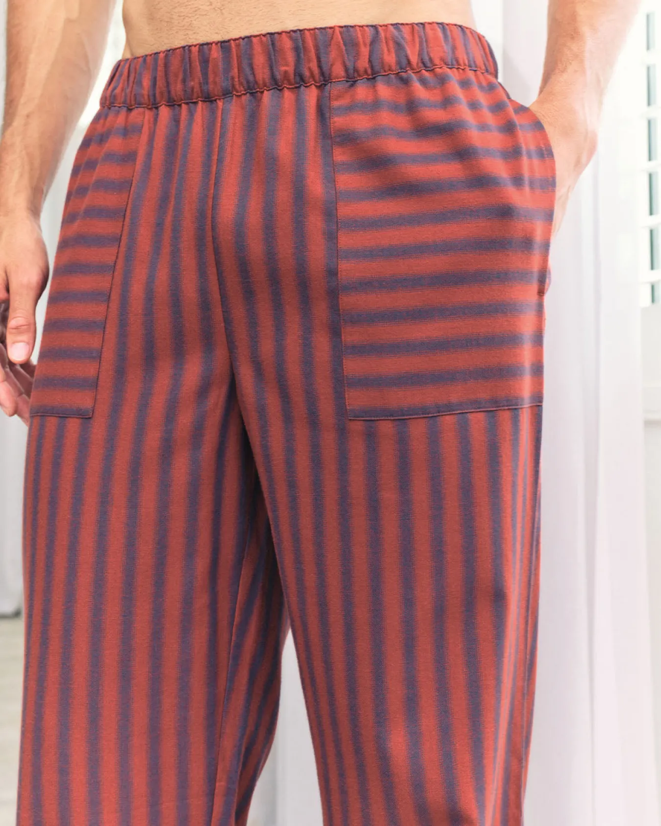 Organic Cotton Blurred Stripe Long Pyjama Bottoms
