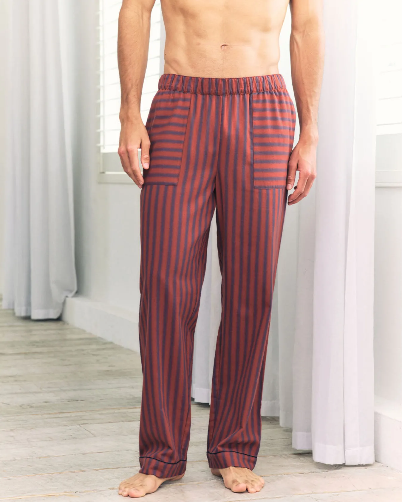 Organic Cotton Blurred Stripe Long Pyjama Bottoms