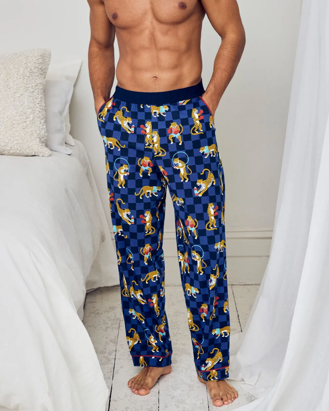 Organic Cotton Boxing Leopards Print Long Pyjama Bottoms