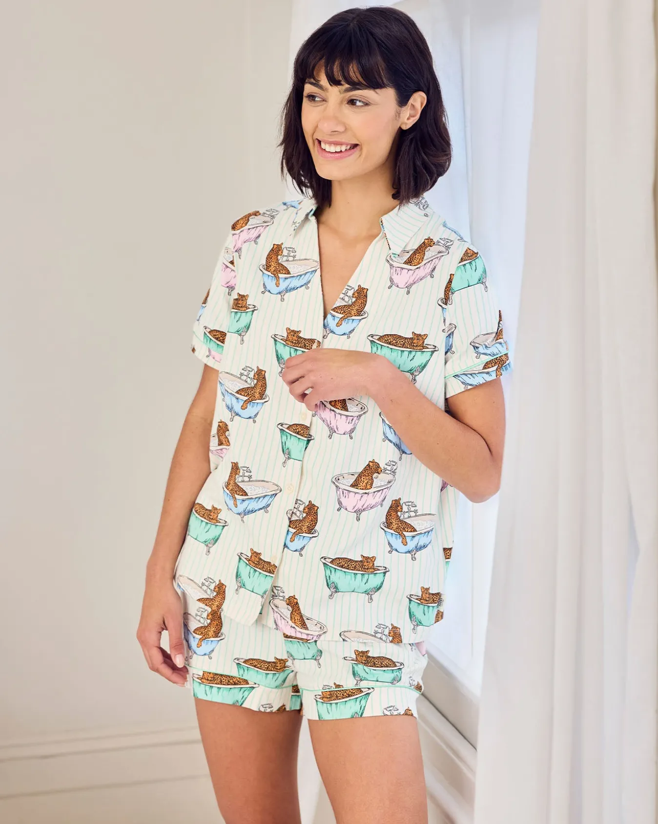 Organic Cotton Bubble Bath Leopards Print Short Pyjama Set