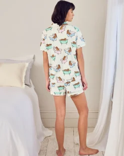 Organic Cotton Bubble Bath Leopards Print Short Pyjama Set