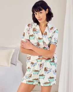 Organic Cotton Bubble Bath Leopards Print Short Pyjama Set