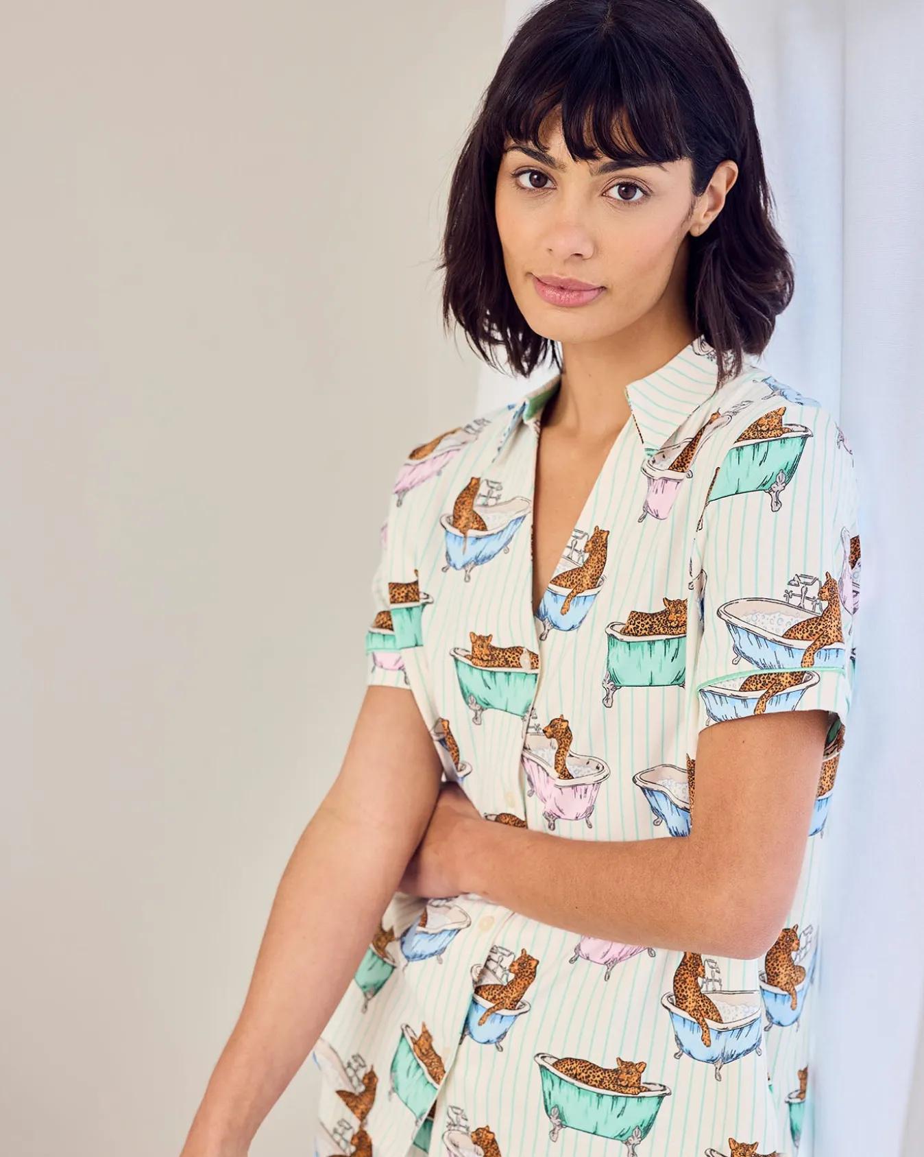 Organic Cotton Bubble Bath Leopards Print Short Pyjama Set