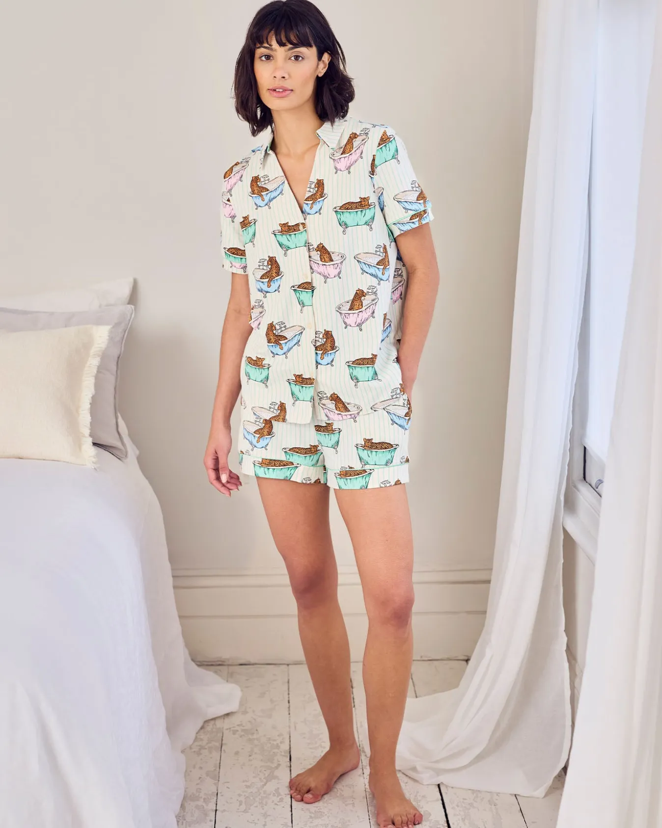 Organic Cotton Bubble Bath Leopards Print Short Pyjama Set