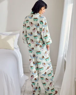 Organic Cotton Bubble Bath Leopards Print Long Pyjama Set