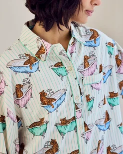 Organic Cotton Bubble Bath Leopards Print Long Pyjama Set