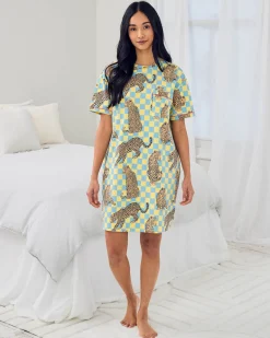 Organic Cotton Checkerboard Leopards Print Nightshirt
