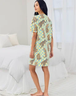 Organic Cotton Checkerboard Leopards Print Nightshirt