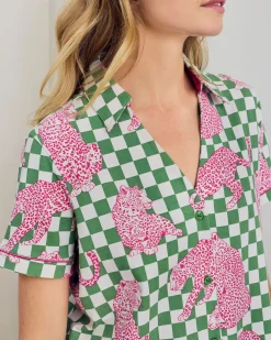 Organic Cotton Checkerboard Leopards Print Short Pyjama Set
