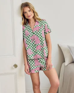 Organic Cotton Checkerboard Leopards Print Short Pyjama Set
