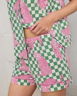 Organic Cotton Checkerboard Leopards Print Short Pyjama Set