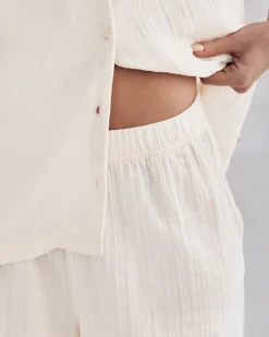 Organic Cotton Cheesecloth Embroidered Le Soleil Short Pyjama Set
